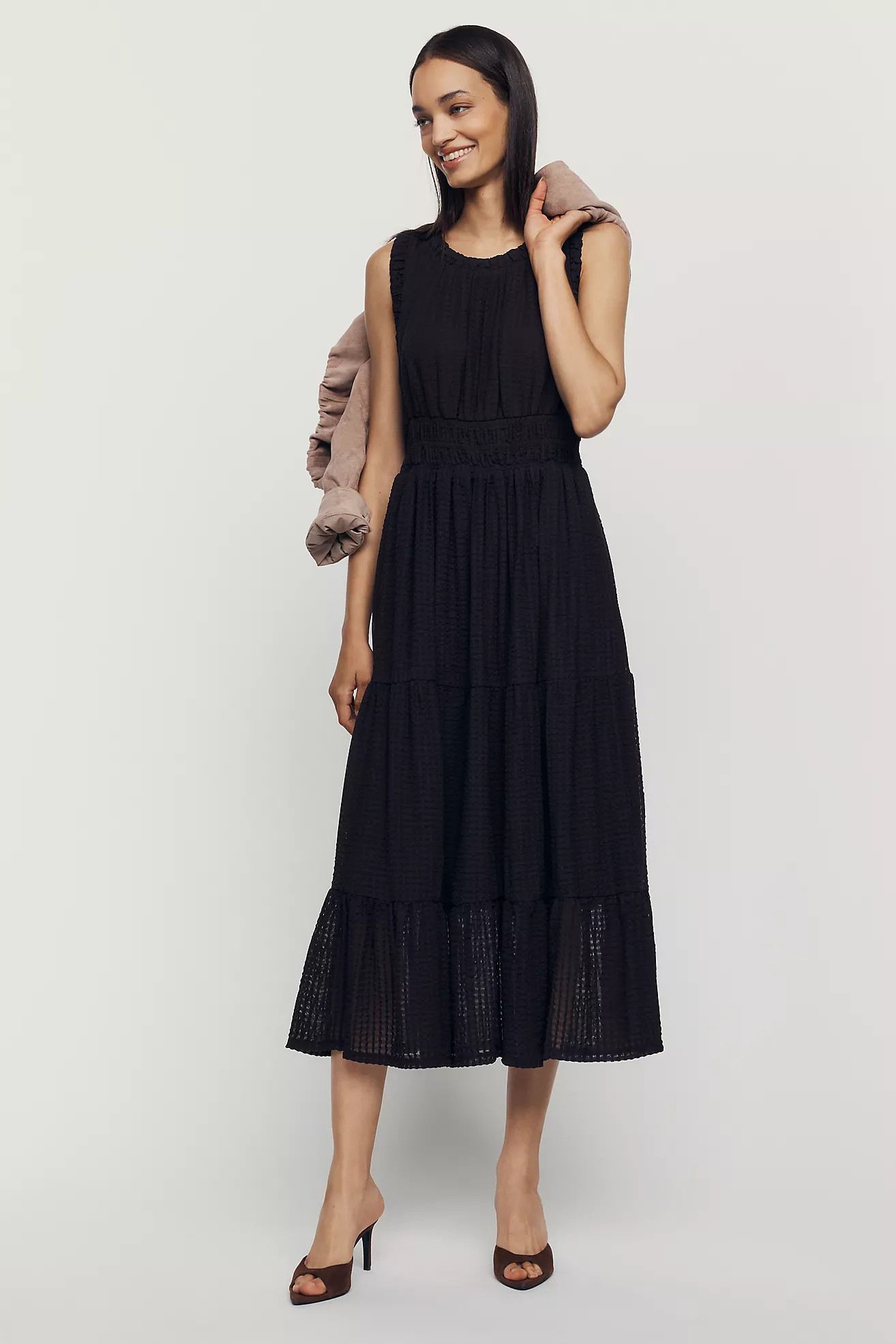 By Anthropologie Sleeveless Smocked Waist A-Line Midi Dress | Anthropologie (US)