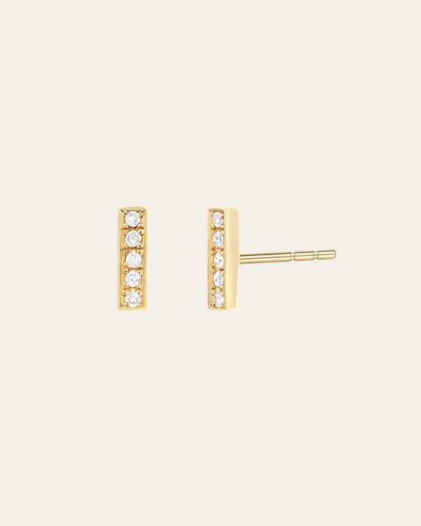 Diamond Bar Stud Earrings | Zoe Lev Jewelry