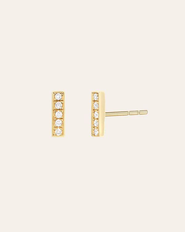 Diamond Bar Stud Earrings | Zoe Lev Jewelry