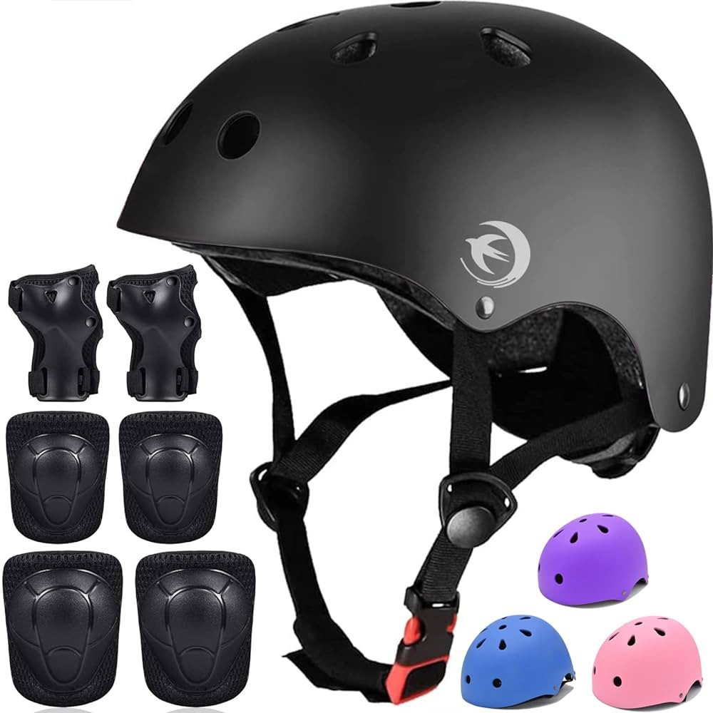 Kids Helmet Set with Knee Pads Elbow Pads Wrist Guards,Adjustable Helmet for Toddler Kids&Youth,3... | Amazon (US)