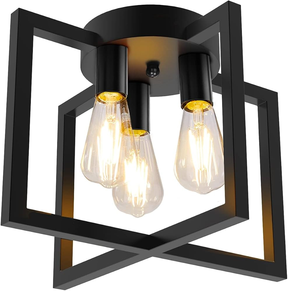 Feanron 3-Light Kitchen Light Fixtures Ceiling Mount, Industrial Modern Semi Flush Mount Lighting... | Amazon (US)