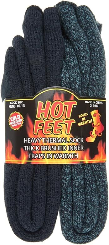 Cozy, Heated Thermal Socks for Men, Warm, Patterned Crew Socks, USA Men’s Sock Sizes 6 – 12.5... | Amazon (US)