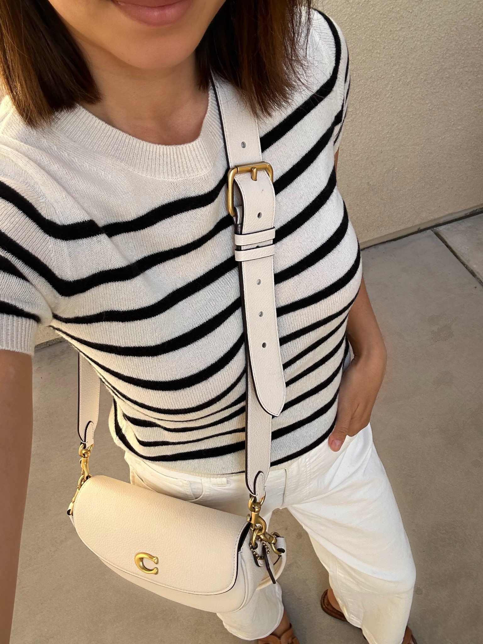 Spring pieces 

Quince cashmere sweater tee — xs, striped color was restocked 
Madewell crop wide leg jeans 

#LTKSeasonal