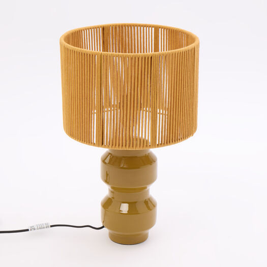 Mustard Tone Woven Table Lamp 46x30cm | TK Maxx