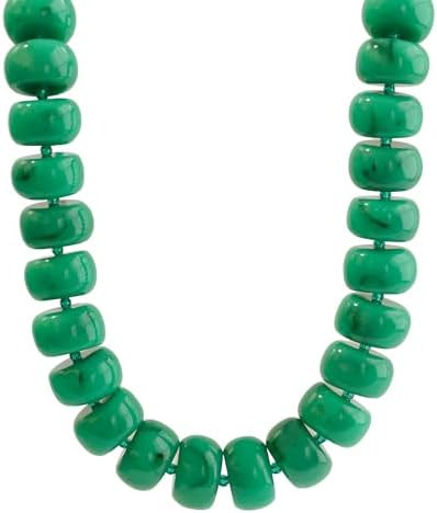 Miniature Glass Bead & Oversized Multi-Color Resin Bead Statement Necklace - 17"+3" Extender Chai... | Amazon (US)