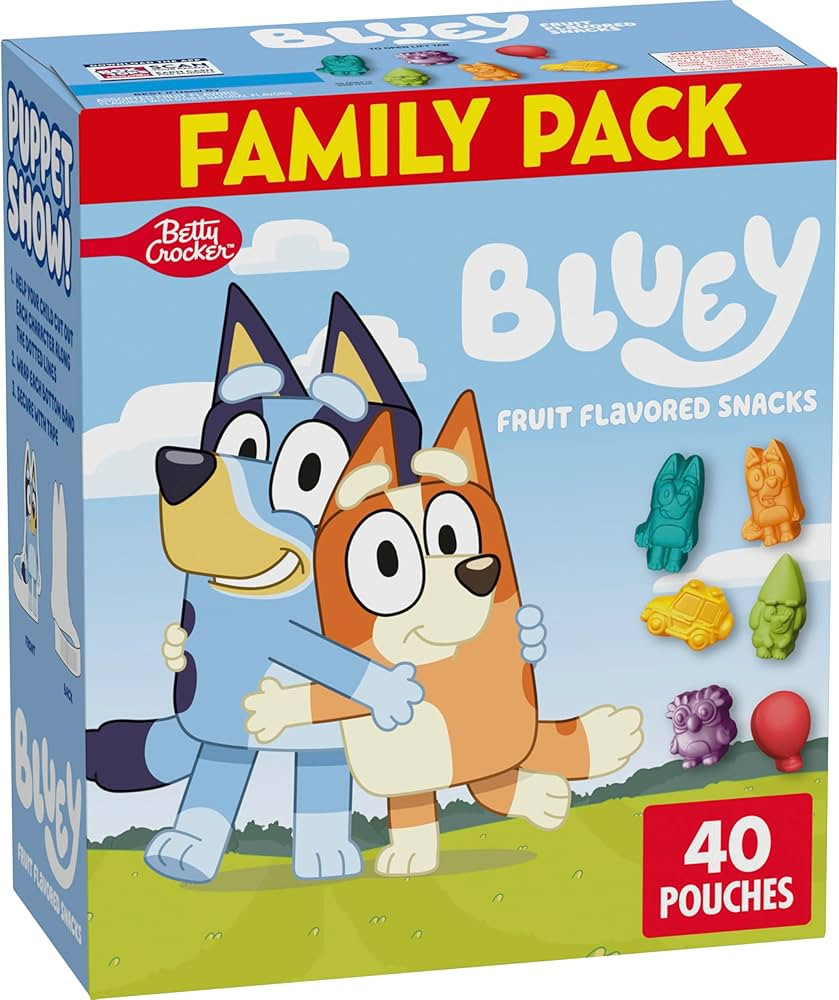 Bluey Fruit Flavored Snacks, Gluten Free, Kids Snacks, Family Pack, 40 Ct, 32 oz | Amazon (US)