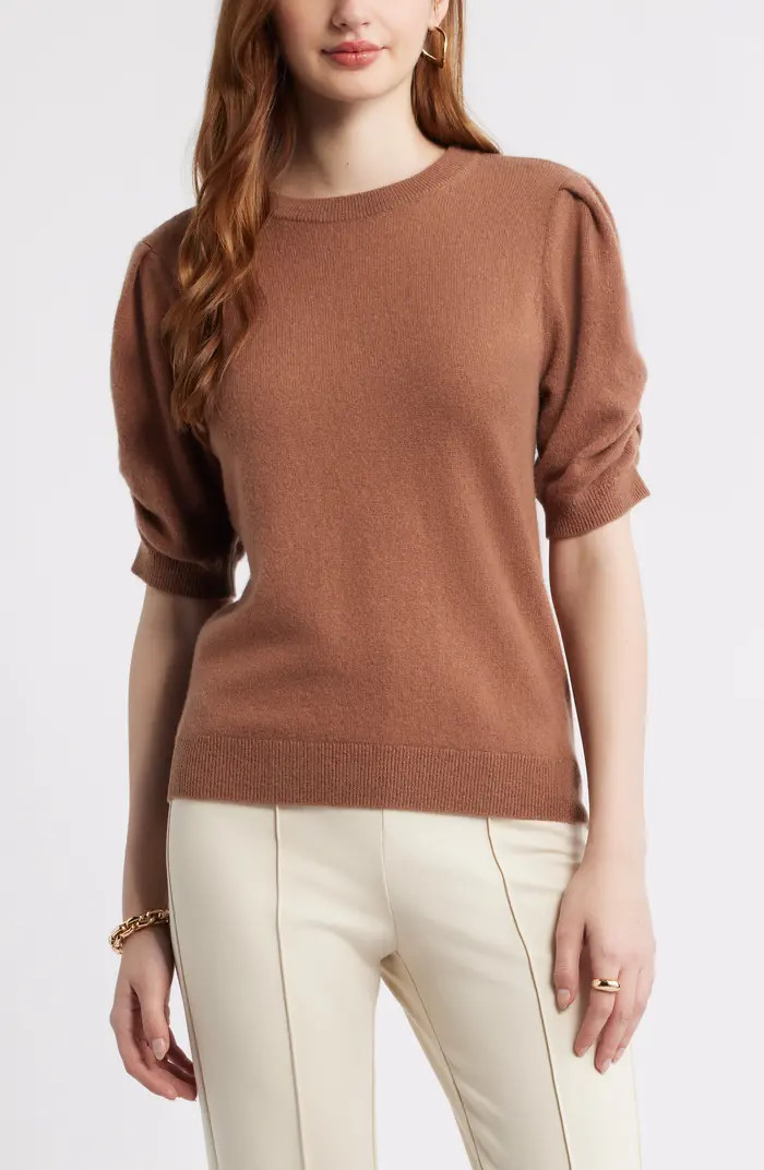 Ruched Short Sleeve Cashmere Sweater | Nordstrom
