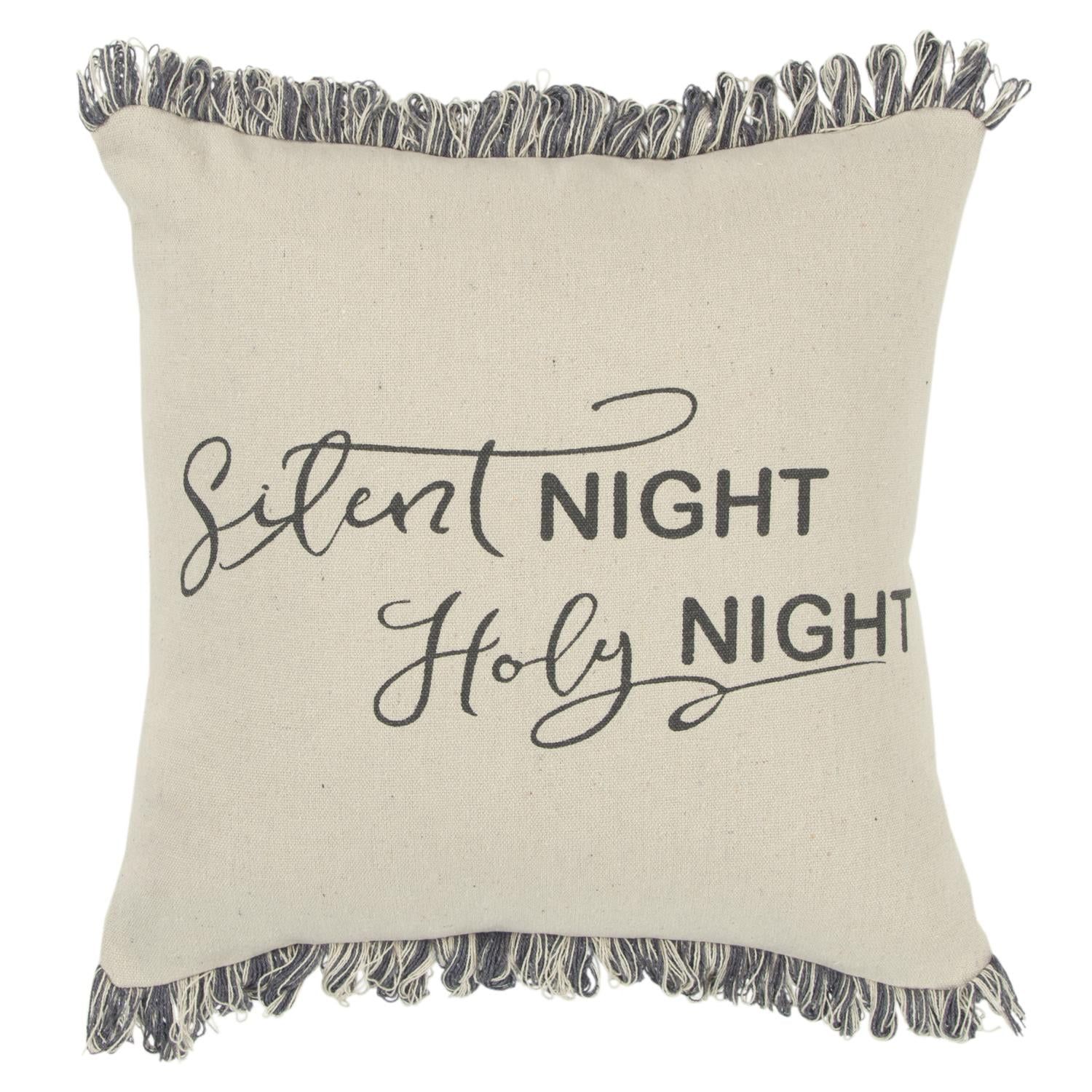 Rizzy Home Holiday "Silent Night Holy Night" Decorative Throw Pillow Cover, 20" x 20", Natural - ... | Walmart (US)