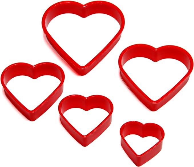 Chef Craft Select Plastic Heart Cookie Cutter, 5 Piece Set, Red | Amazon (US)