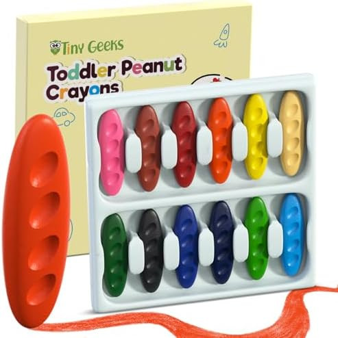 12 Peanut Crayons - Non Toxic Crayons for Toddlers - Washable for Kids Ages 4-8 - Easy To Hold - ... | Amazon (US)