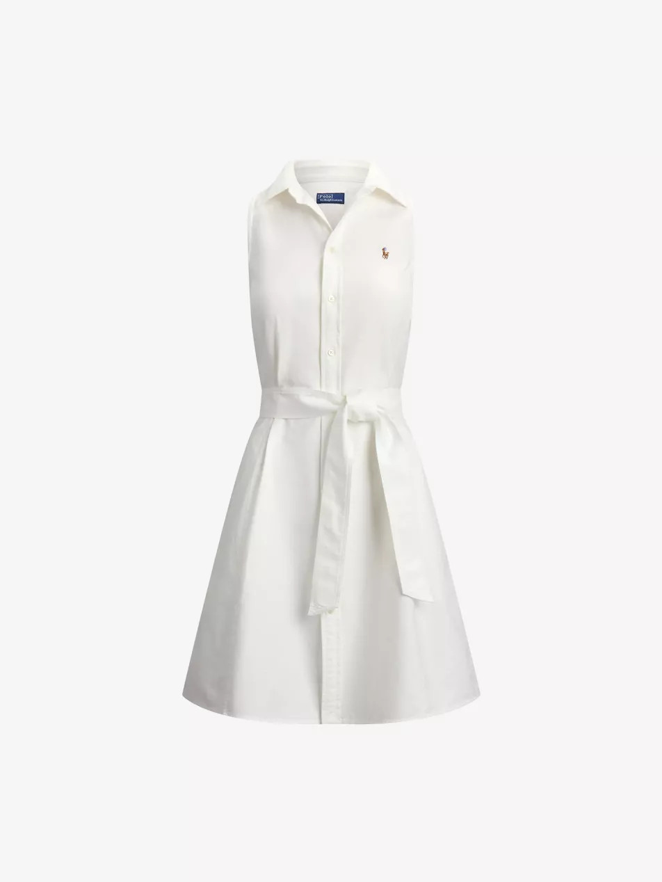 Sleeveless Logo-Embroidered Cotton Shirt Dress | Selfridges