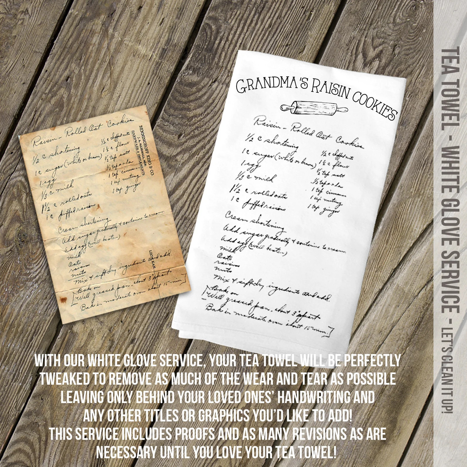 Handwritten Recipe Tea Towel / Flour Sack - Your Favorite Recipe in Handwriting Transferred to a ... | Etsy (US)