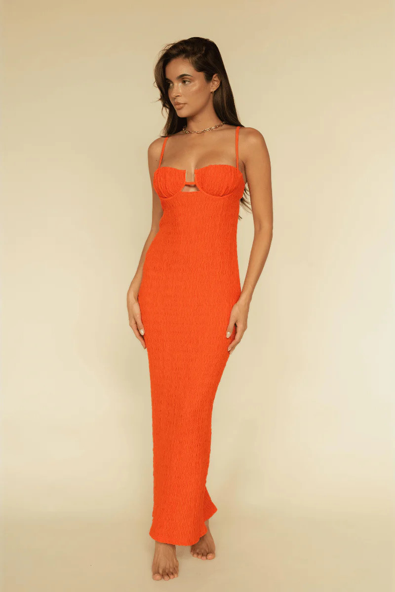 Tangerine Petal Long Slip Dress | Montce