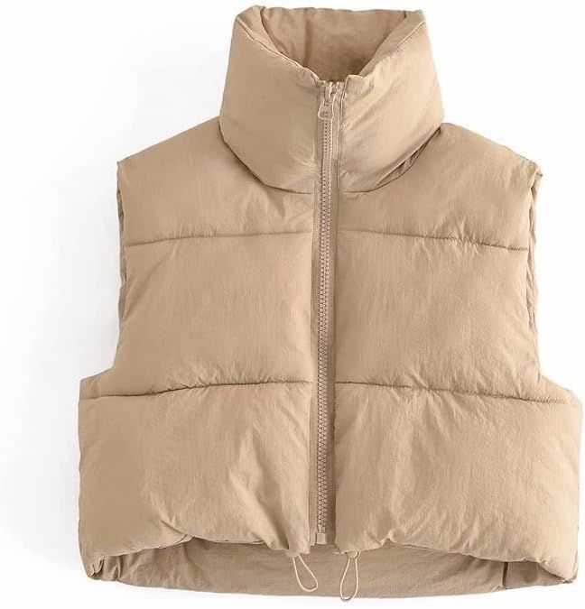 SeeLuNa Women's Cropped Puffer Vest Zip Up Lightweight Padded Gilet Stand Collar Sleeveless Jacket | Amazon (US)