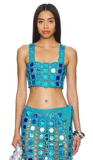 Sequin Crop Top in Blue Shimmer | Revolve Clothing (Global)