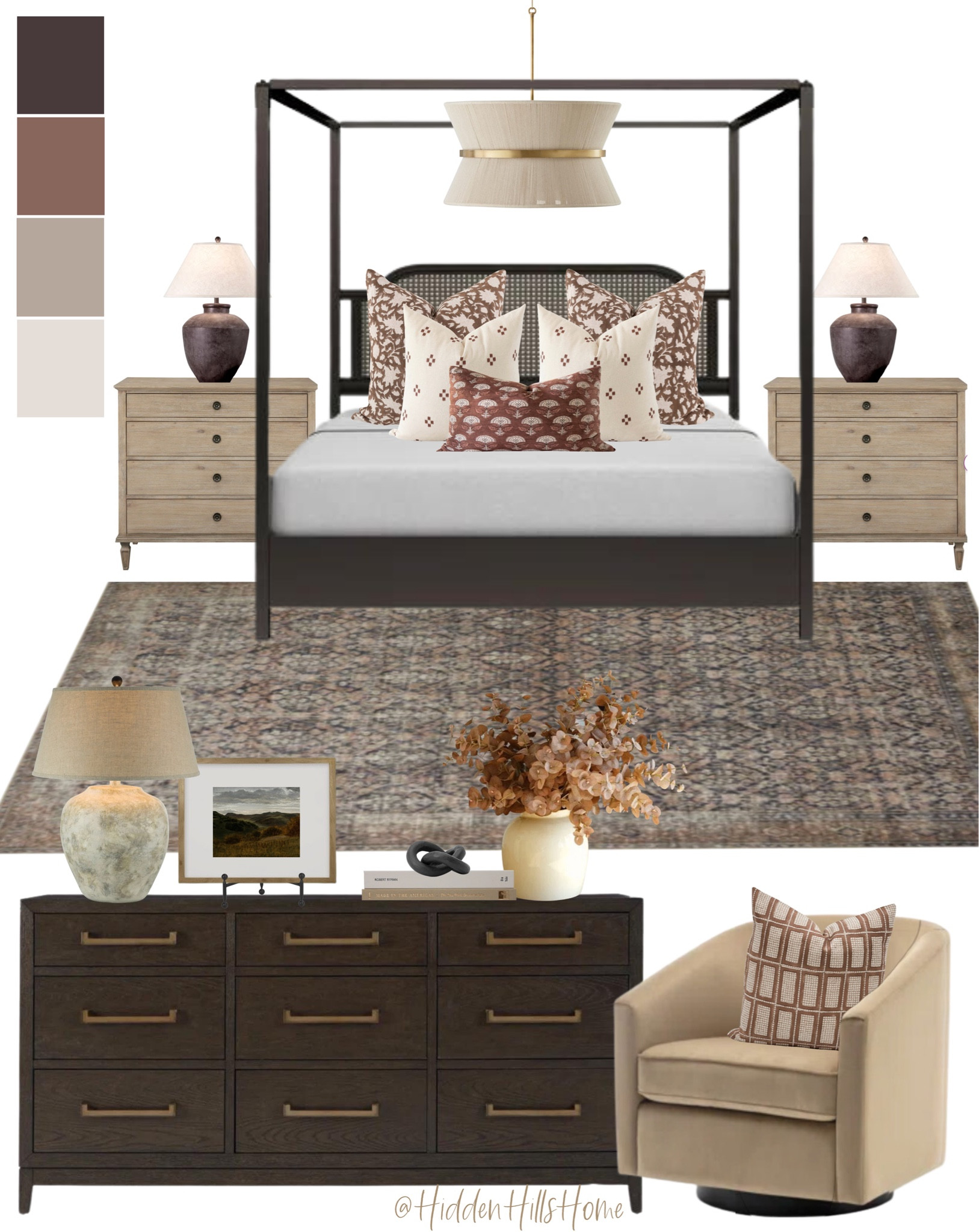 Bedroom decor, primary bedroom mood board, canopy bed, bedroom design, Fall bedroom decor Inspo, bedroom rug, nightstands, master bedroom decor ideas #bedroom #homedecor

#LTKhome #LTKsalealert #LTKstyletip