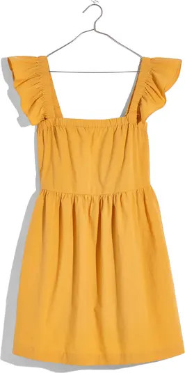 Flutter Sleeve Square Neck Cotton Dress | Nordstrom