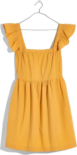 Flutter Sleeve Square Neck Cotton Dress | Nordstrom
