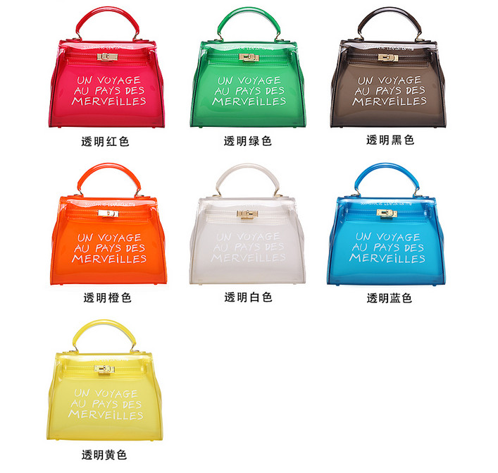 Women's Hand Bag Letter Printing Jelly Color Lock Closure Lightweight Transparent Style Casual Sh... | Walmart (US)