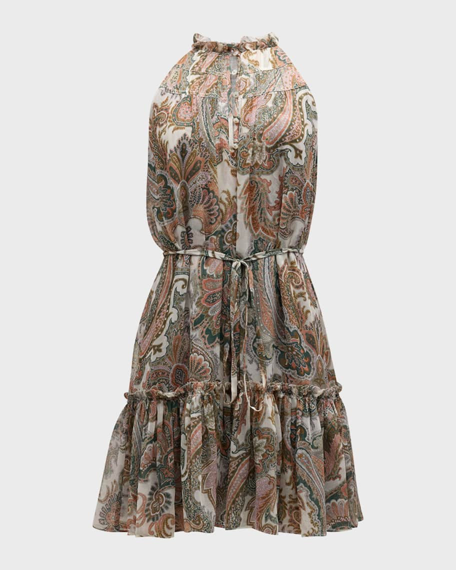 Veronica Beard Dria Sleeveless Paisley Mini Dress | Neiman Marcus