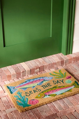 Seas the Day Fish Printed Coir Doormat | Anthropologie (US)