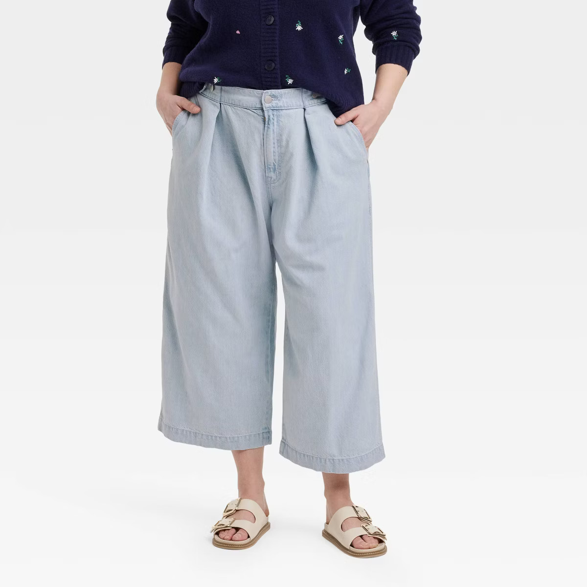 Women's High-Rise Cropped Two Way Denim Trousers - Universal Thread™ | Target