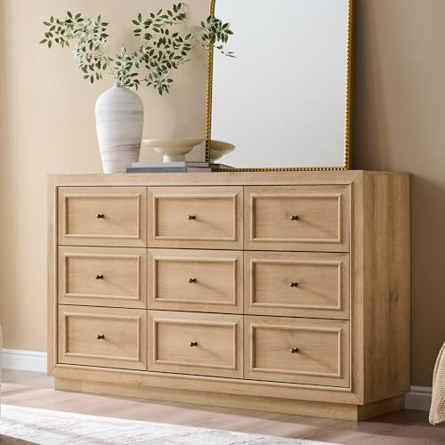 9 Drawer Dresser with Two Included Base Styles, 52" Wide Chest of Drawers, Transitional Modern Cl... | Amazon (US)