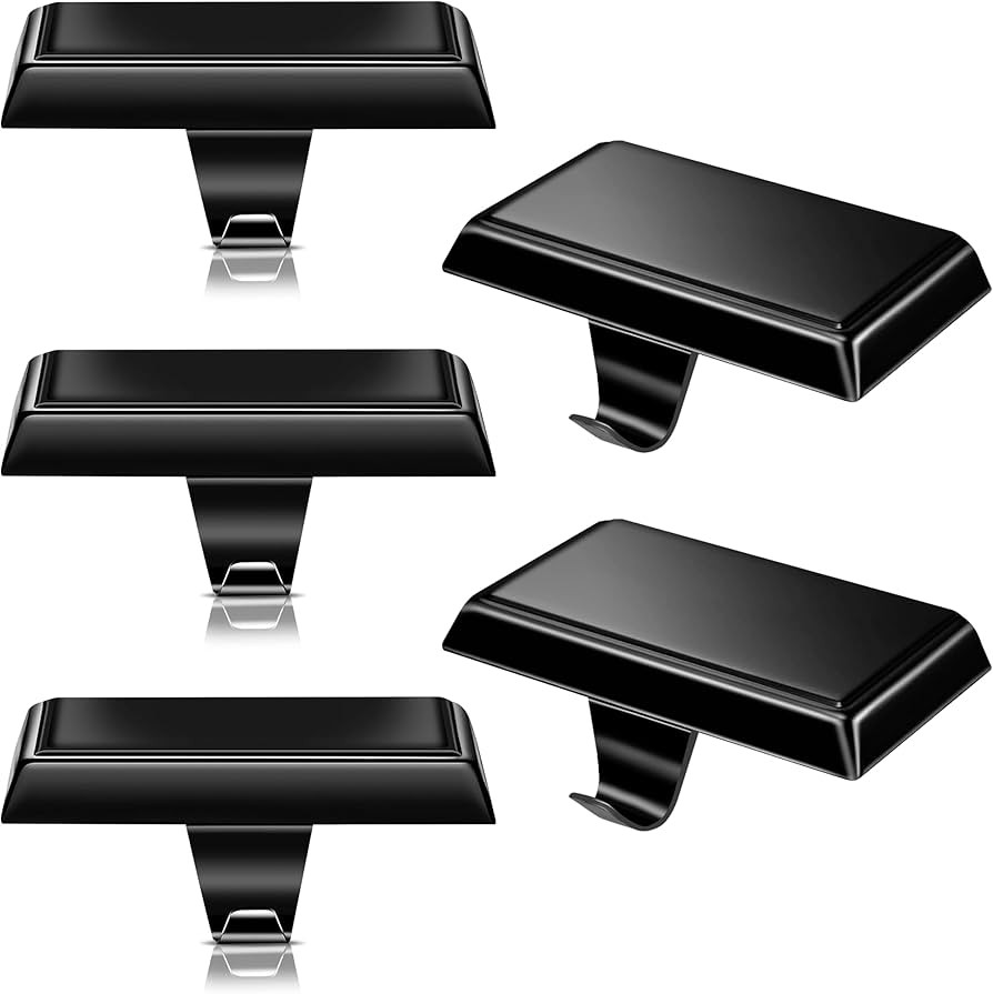 2 Pcs Black Christmas Metal Stocking Holders for Mantle, Heavy Duty Stocking Hangers Stocking Hoo... | Amazon (US)