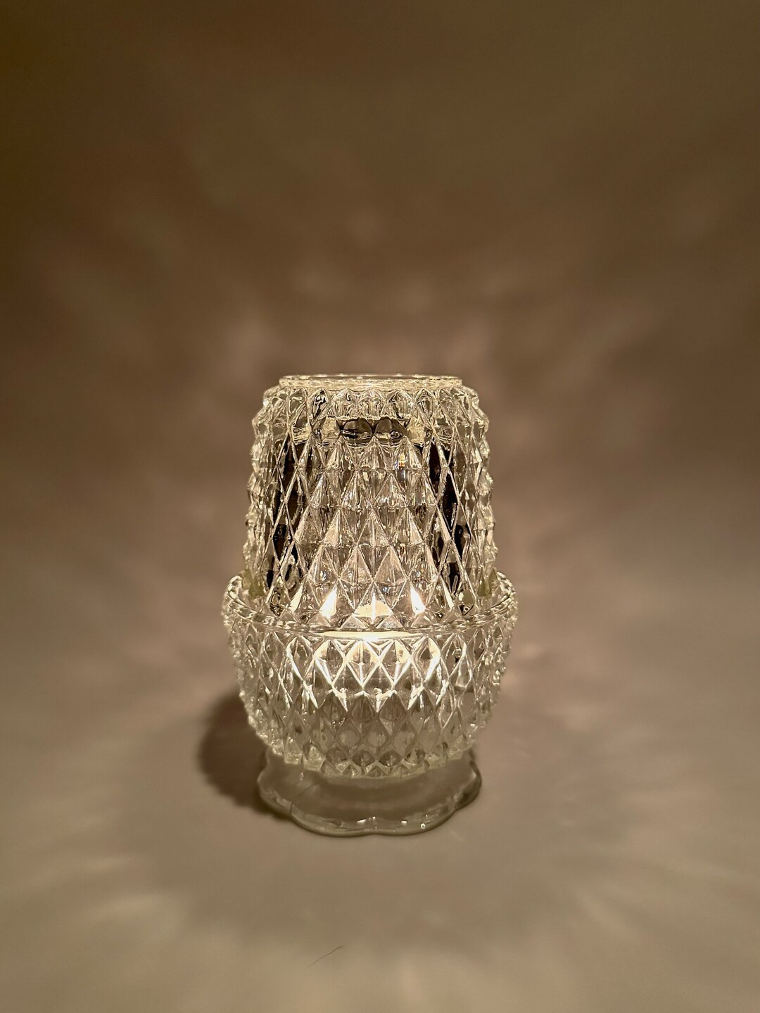 Indiana Glass Diamond Point Clear Glass Fairy Lamp | Etsy (US)