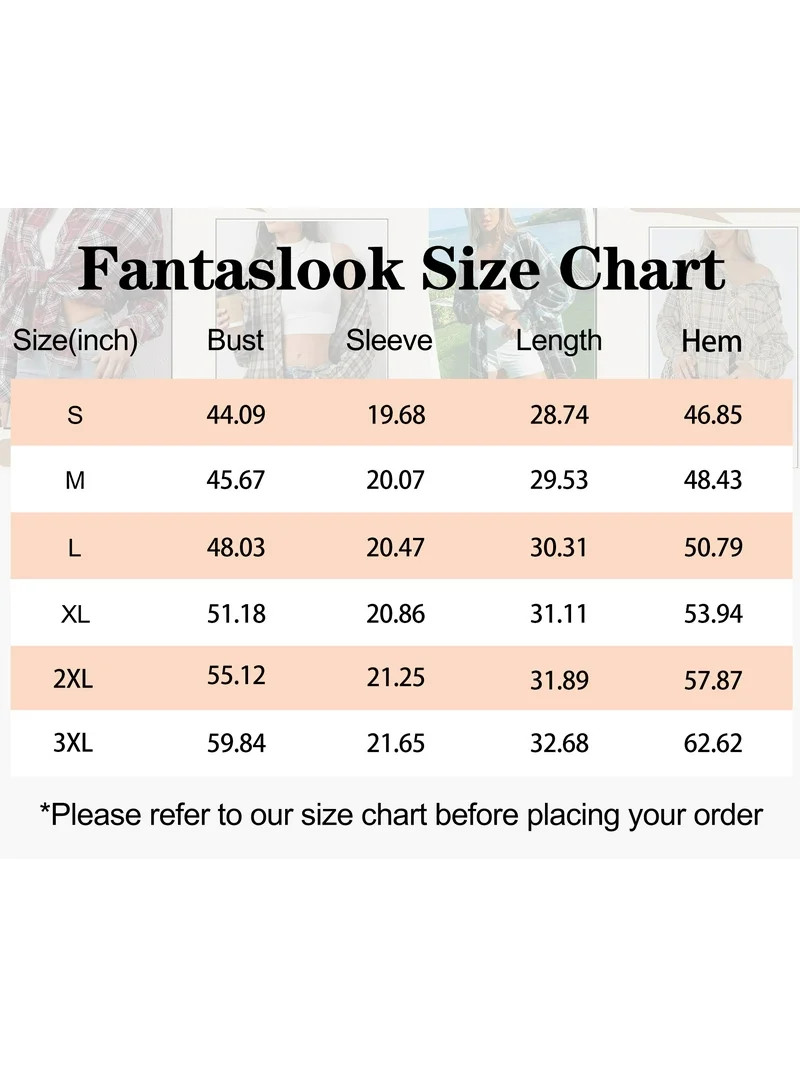 Fantaslook Plaid Shirts for Women Button Down Flannel Shirts Casual Loose Long Sleeve Blouses Top... | Walmart (US)