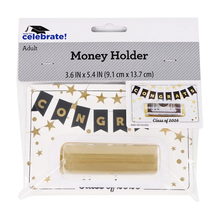 Congrats Money Holder, Black/Gold/White, Graduation by Way to Celebrate - Walmart.com | Walmart (US)