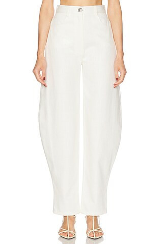 MATTHEW BRUCH High Waist Barrel Leg Jeans in White Denim - White. Size 4 (also in 0, 2, 8). | FWRD 