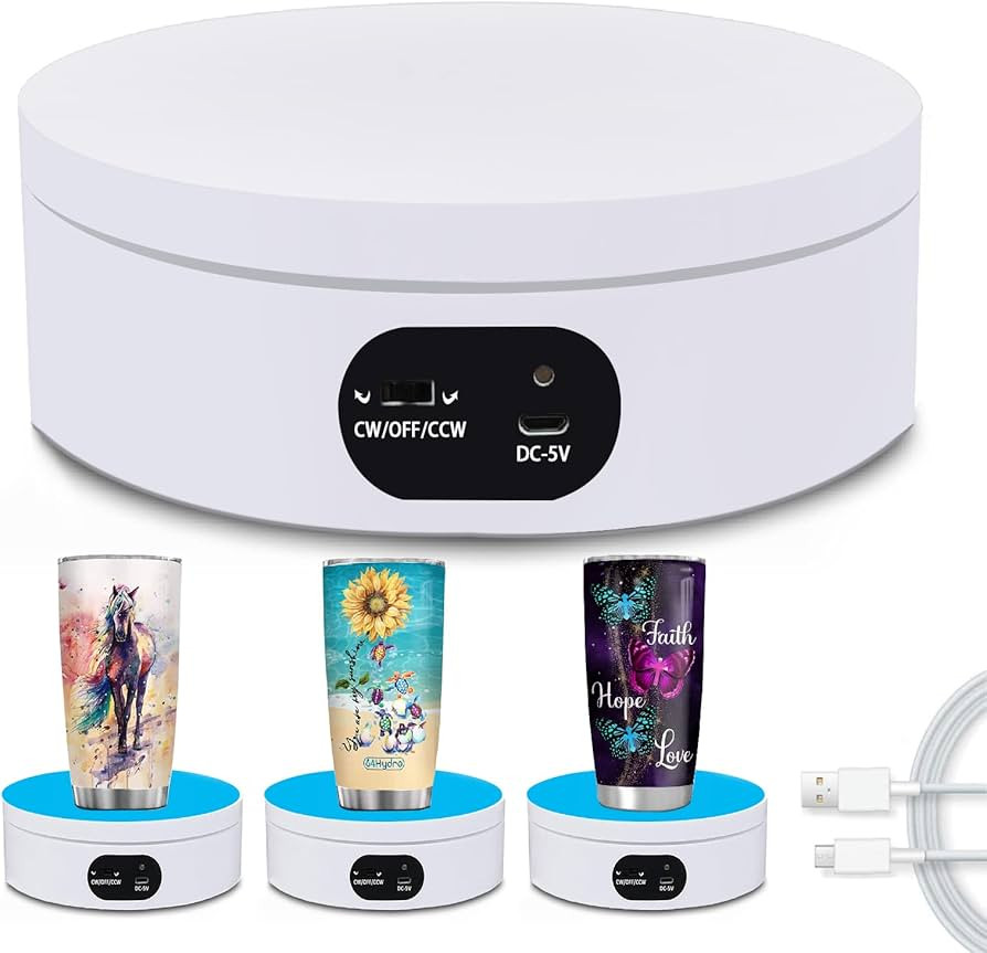 YVV Turner Cup Rotating Display Stand for Epoxy Glitter Tumbler, 360 Degree Automatic Mute Rotati... | Amazon (US)