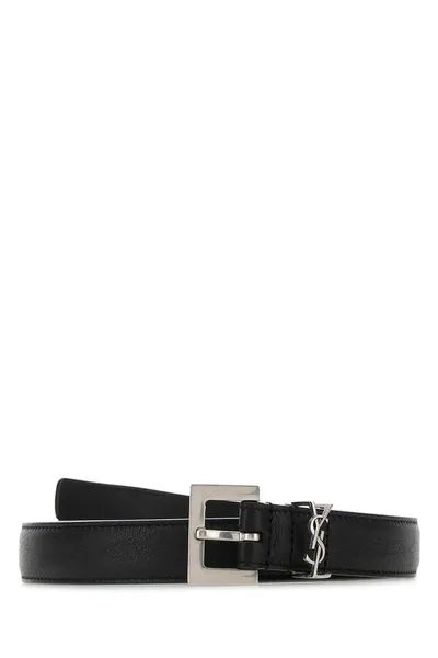 Saint Laurent Monogram Logo Plaque Belt | Cettire Global