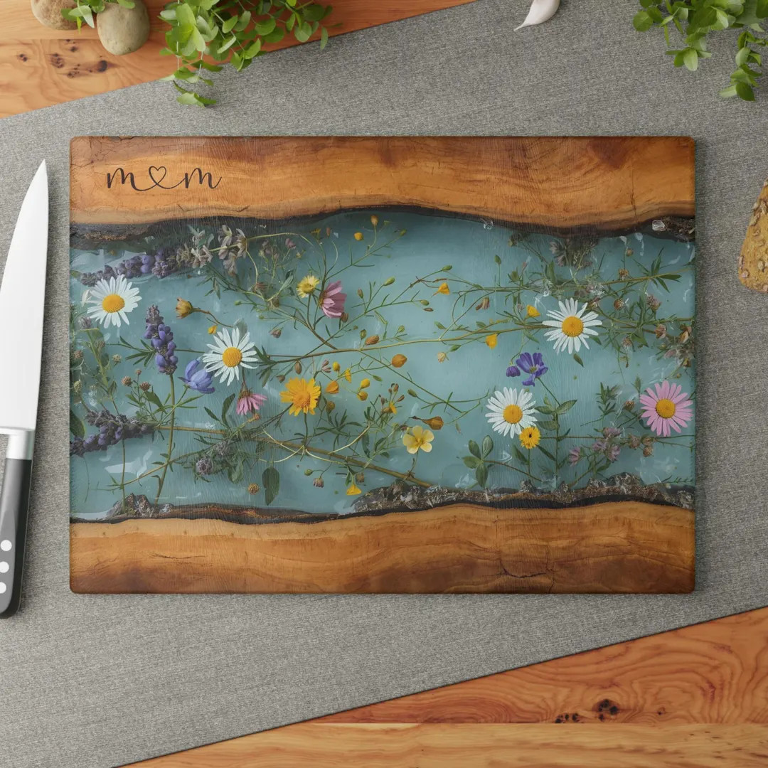 Glass Charcuterie Board, Mom Cutting Board, Maple Wildflower Design, Housewarming Kitchen Decor M... | Etsy (US)