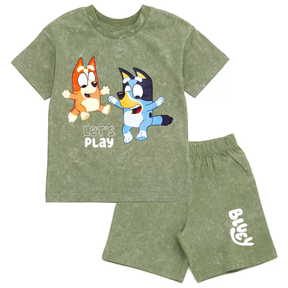 Bluey Boys Bluey Bingo Vintage Drop Shoulder T-Shirt and Shorts Outfit Set Toddler to Little Kid | Target