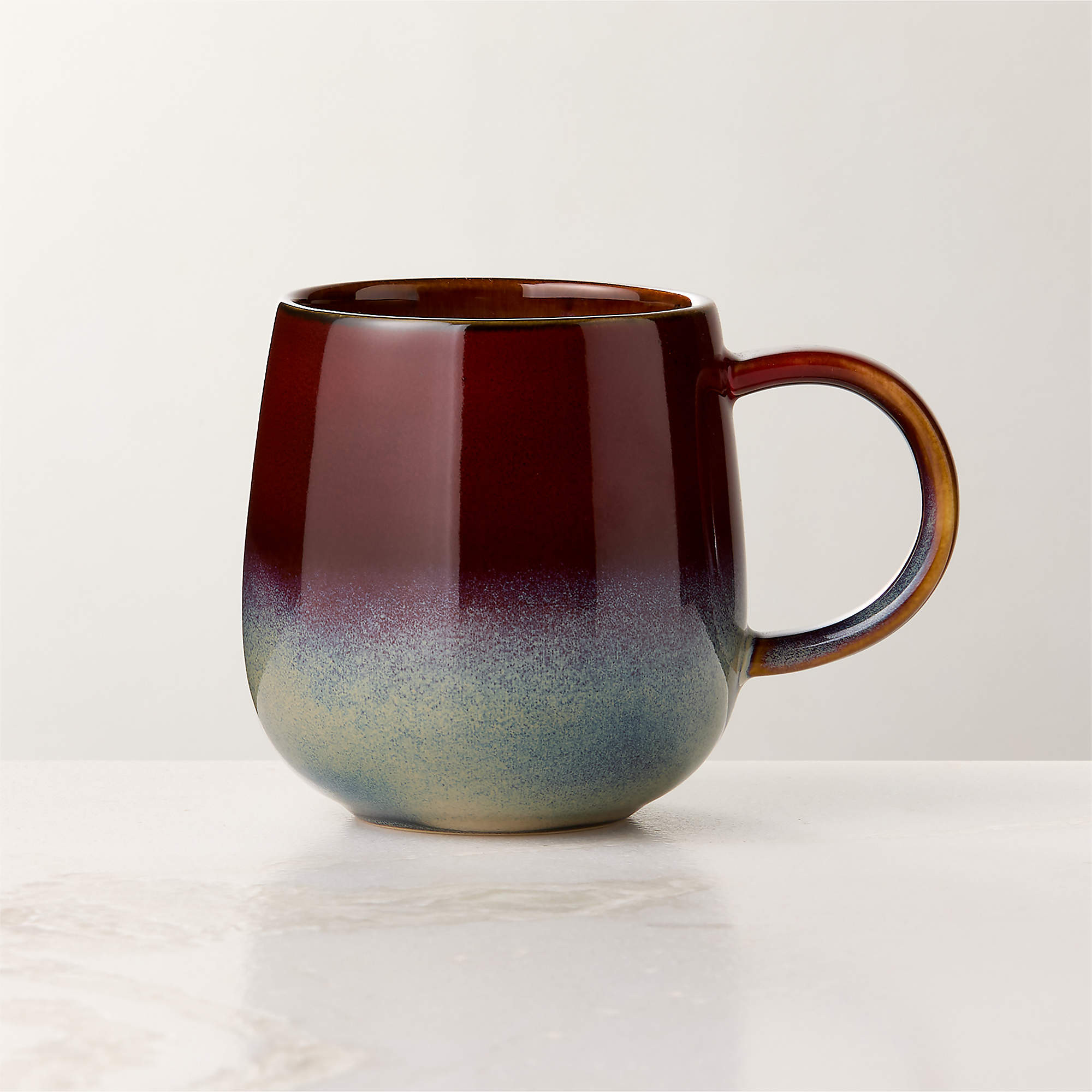 Mori Burgundy and Blue Mug with Reactive Glaze 16oz + Reviews | CB2 | CB2