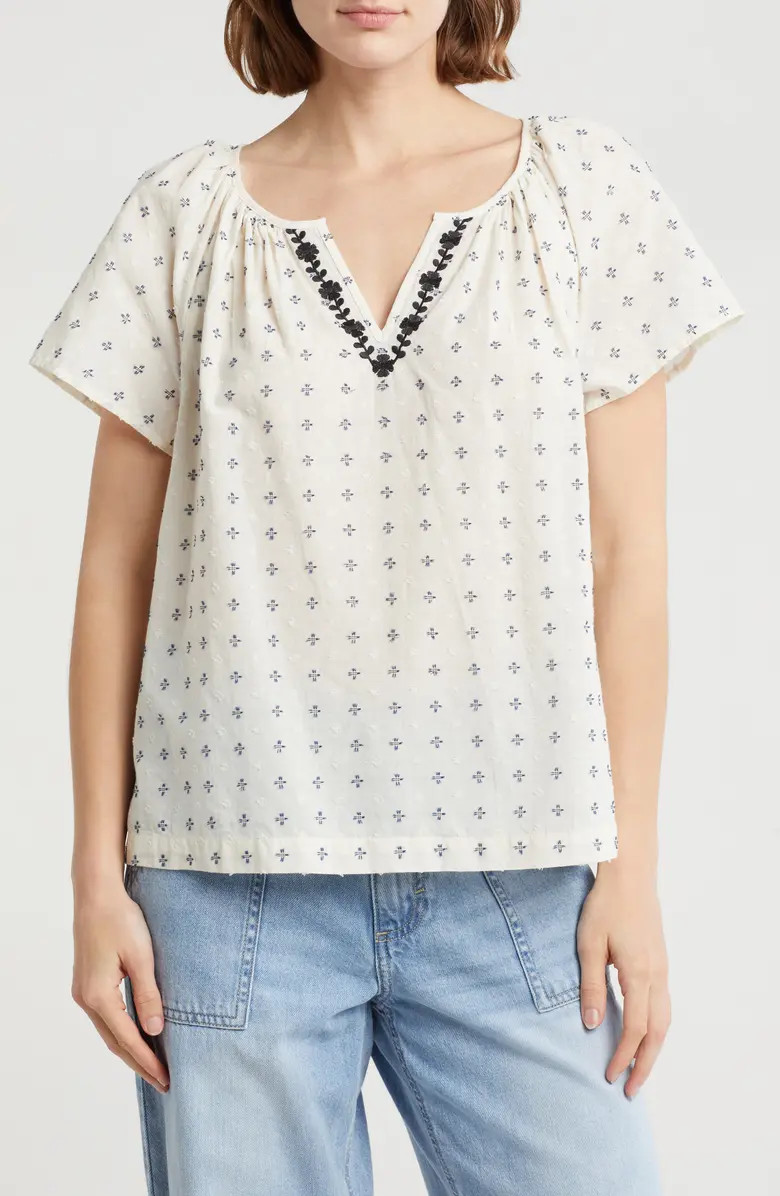 Embroidered Split Neck Top | Nordstrom Rack