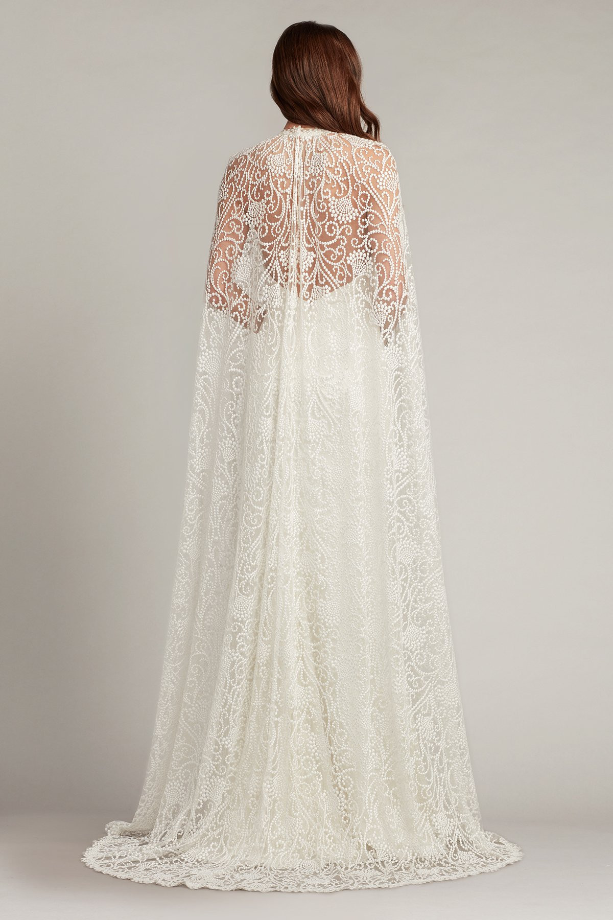 Piers Embroidered Cape Gown | Tadashi Shoji