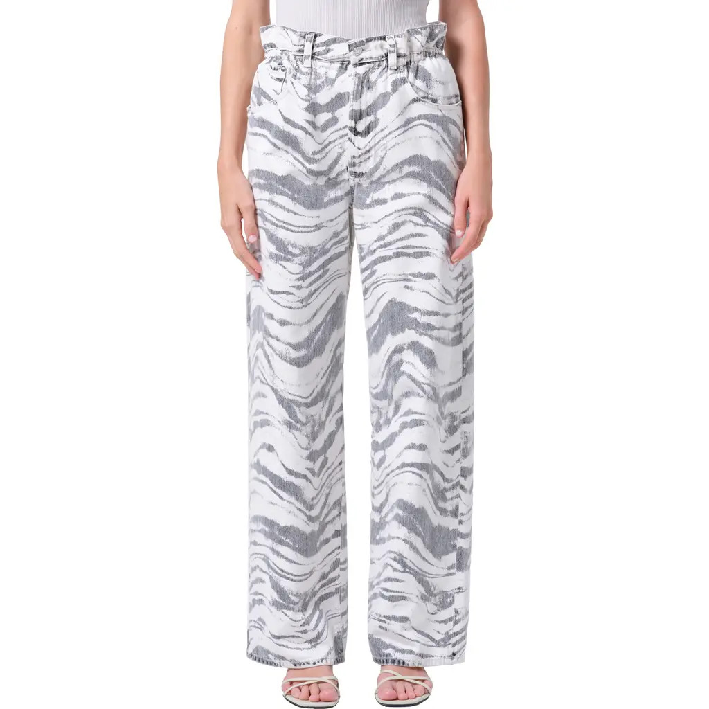 AGOLDE Lyonne Print Wide Leg Jeans in Quiver Black at Nordstrom, Size 32 | Nordstrom