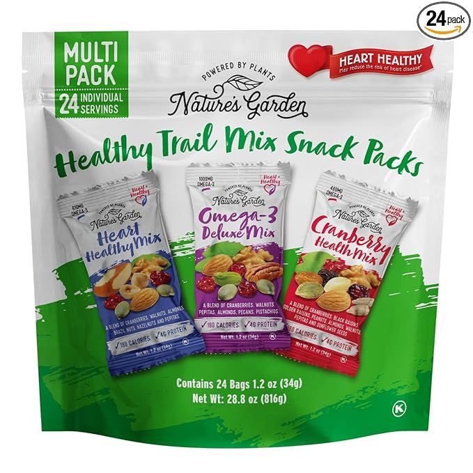 Nature's Garden Healthy Trail Mix Snack Packs – Mixed Nuts, Heart Healthy Nuts, Omega-3 Rich, C... | Amazon (US)