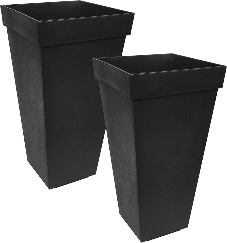 Tierra Verde 2-Pack Indoor & Outdoor Self-Watering Square Planters, Symphony, 15" x 28", Black - ... | Amazon (US)