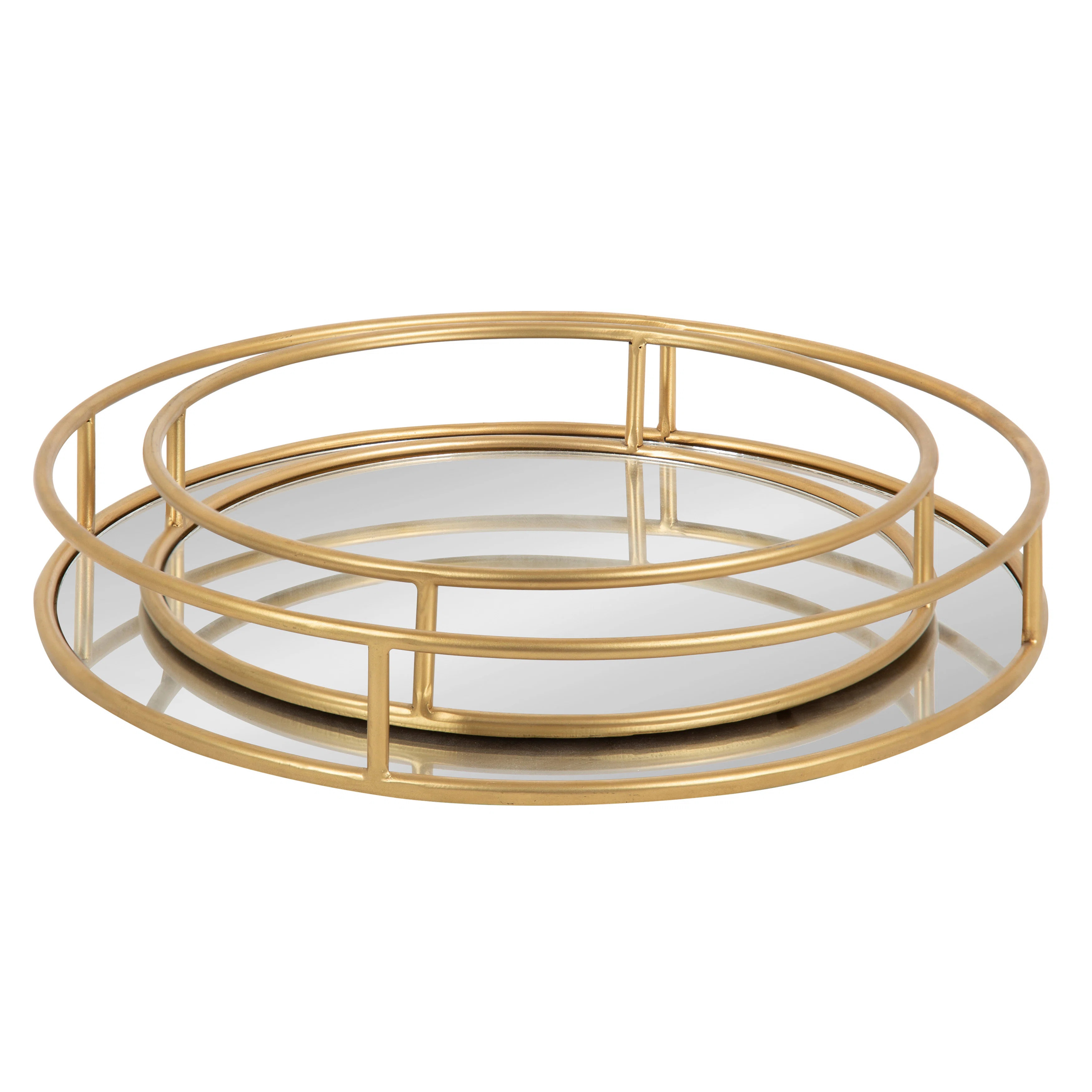 Rachelle Mirrored Metal Tray (Set of 2) | Wayfair North America