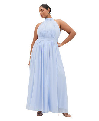 CITY CHIC Plus Size Lucy Halter Pleat-Front Maxi Dress - Macy's | Macy's
