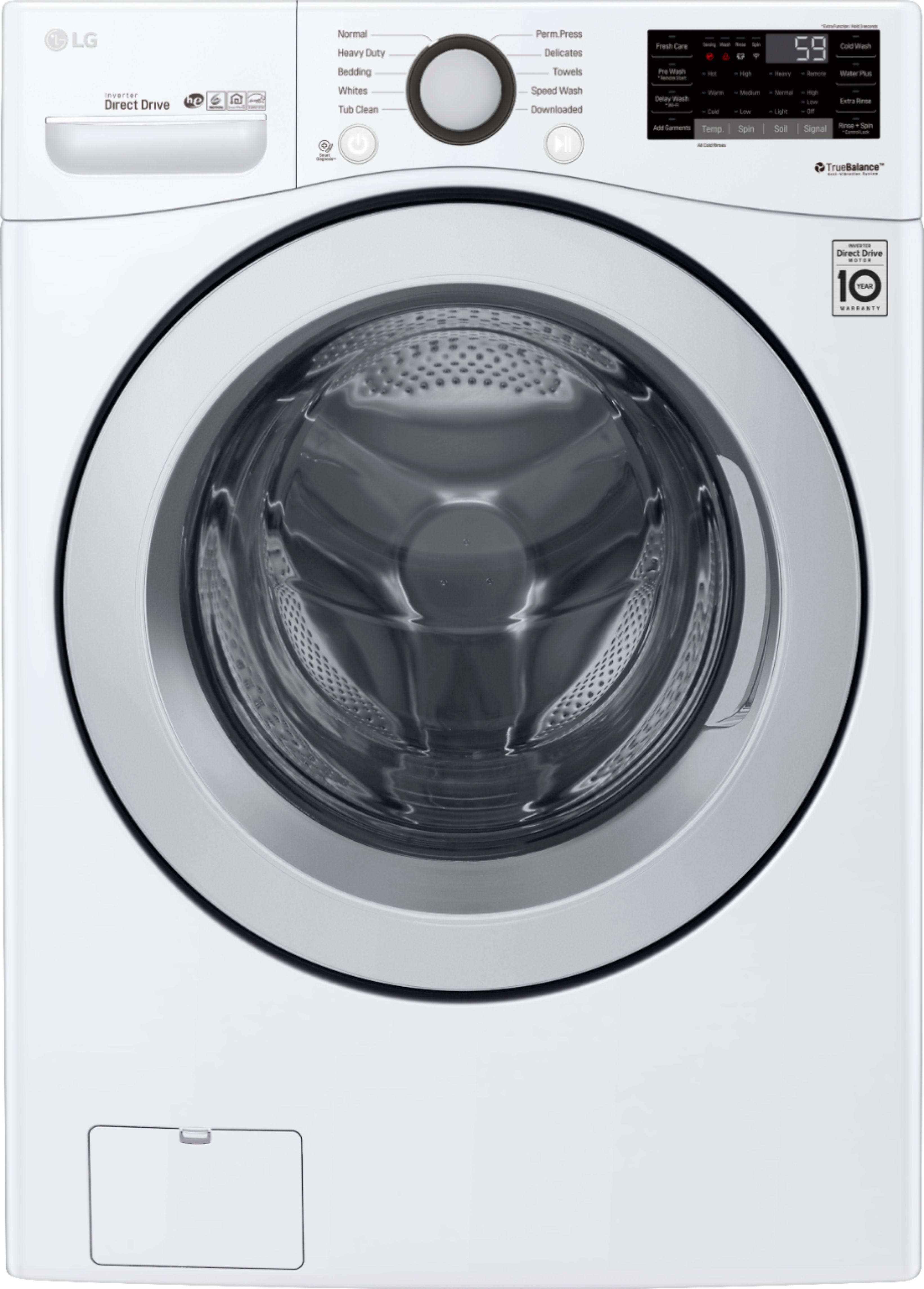 LG 4.5 Cu. Ft. High-Efficiency Stackable Smart Front Load Washer with 6Motion Technology White WM... | Best Buy U.S.