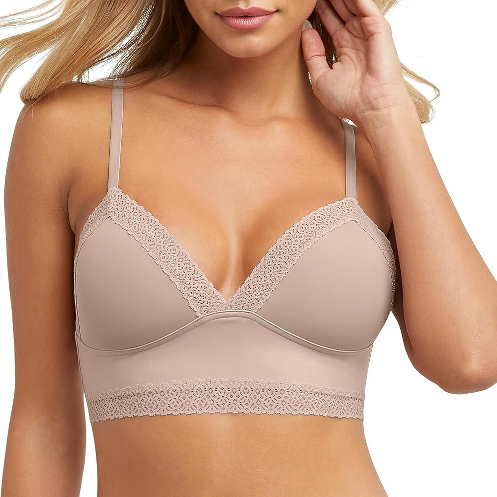 Maidenform Womens M Lace Trim Triangle Rib Bralette | Amazon (US)