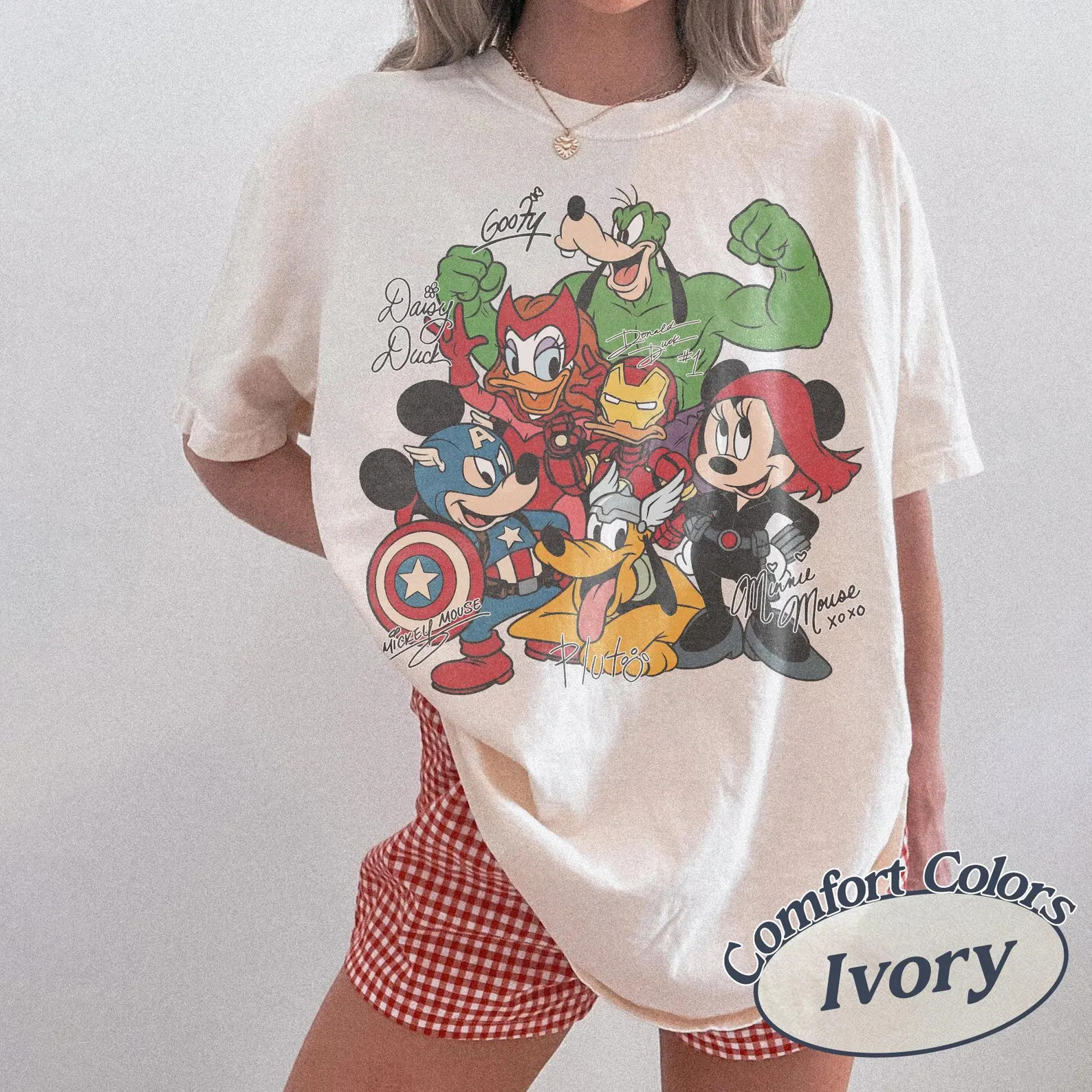 Retro Mickey and Friends Signatures Marvel Comfort Colors Shirt, Disney Marvel Avengers Shirt, Ma... | Etsy (Global)