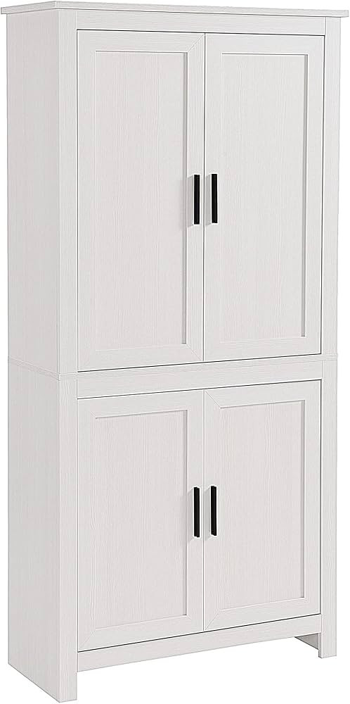 HOMCOM 64" 4-Door Kitchen Pantry, Freestanding Storage Cabinet with 3 Adjustable Shelves for Kitc... | Amazon (US)