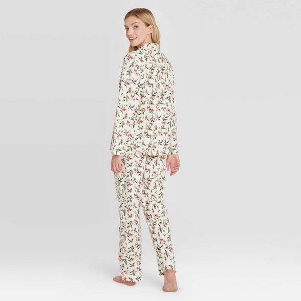 Women's Holly Print Perfectly Cozy Flannel Long Sleeve Notch Collar Top and Pants Pajama Set - St... | Target