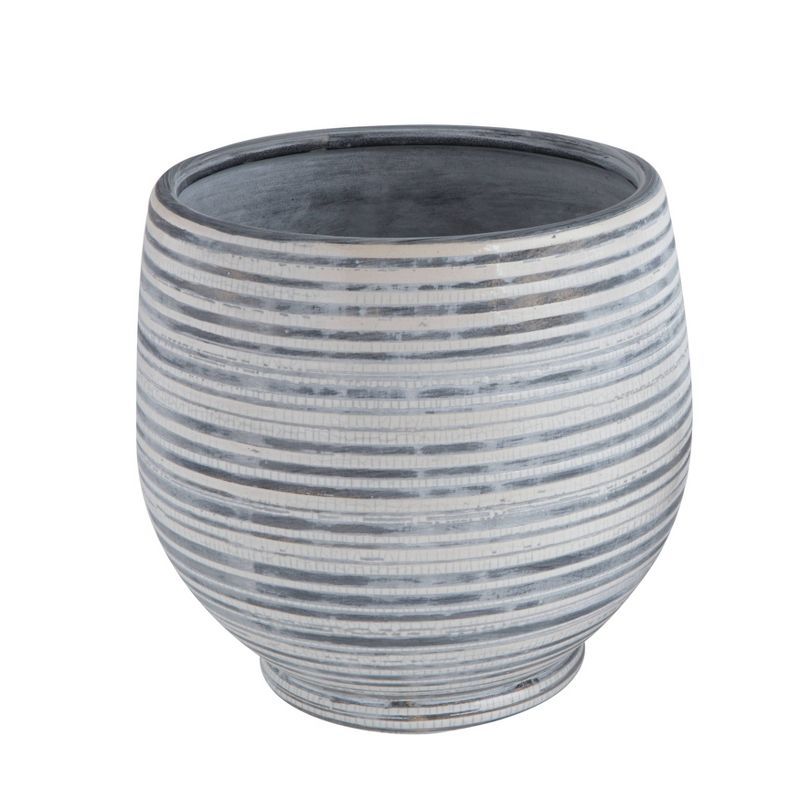 Stoneware Planter Gray & White Striped - 3R Studios | Target